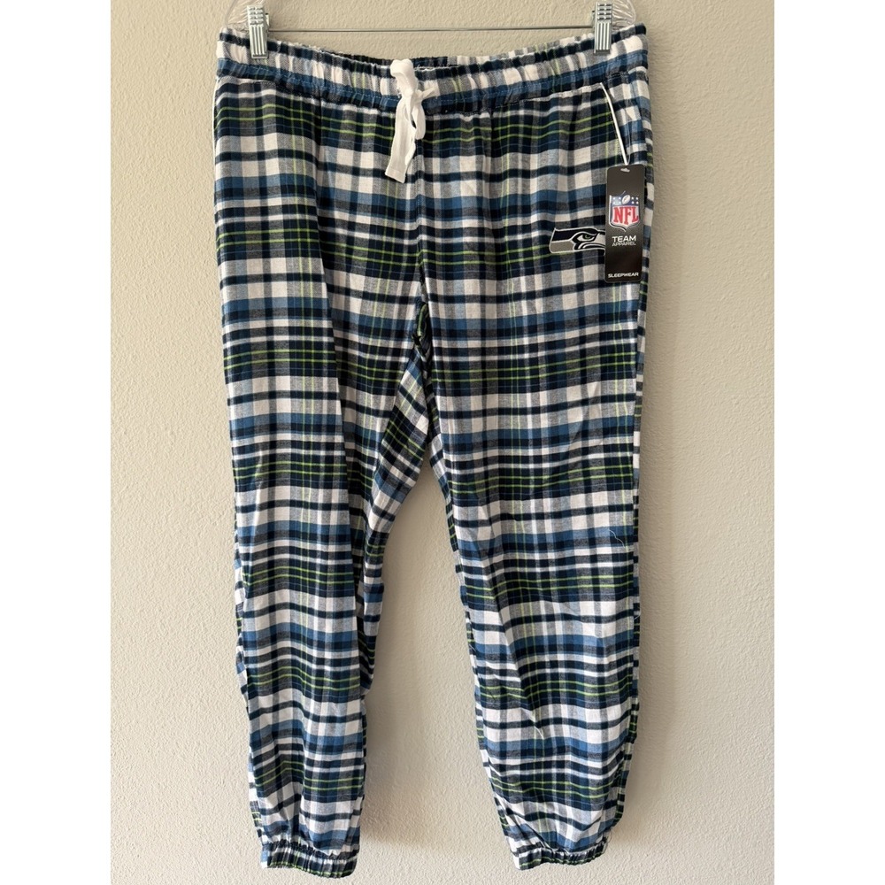 Seattle Seahawks Team Apparel Plaid Women's Sleepwear Sweatpants Size‎ Large